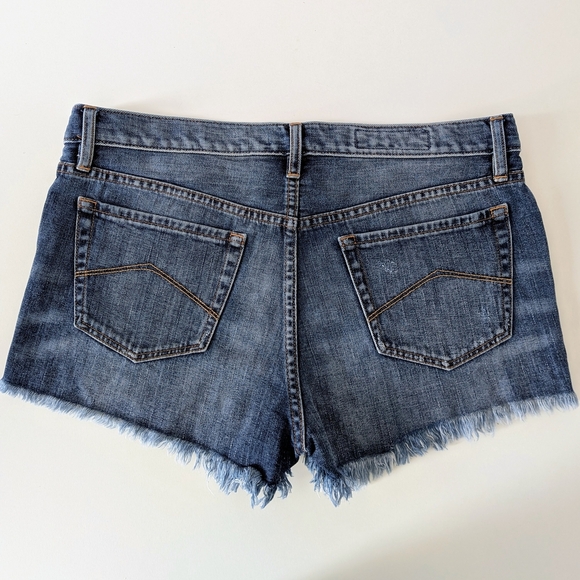 A/X Armani Exchange Denim Shorts – Women’s Size 10, Dark Blue, Frayed Hem #109 - Picture 2 of 3